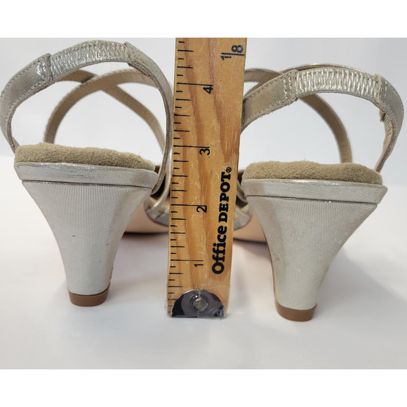 Ros Hommerson Caliente Shoes Womens 9.5W Silver Shimmer Leather Slingback Retro - Picture 12 of 13